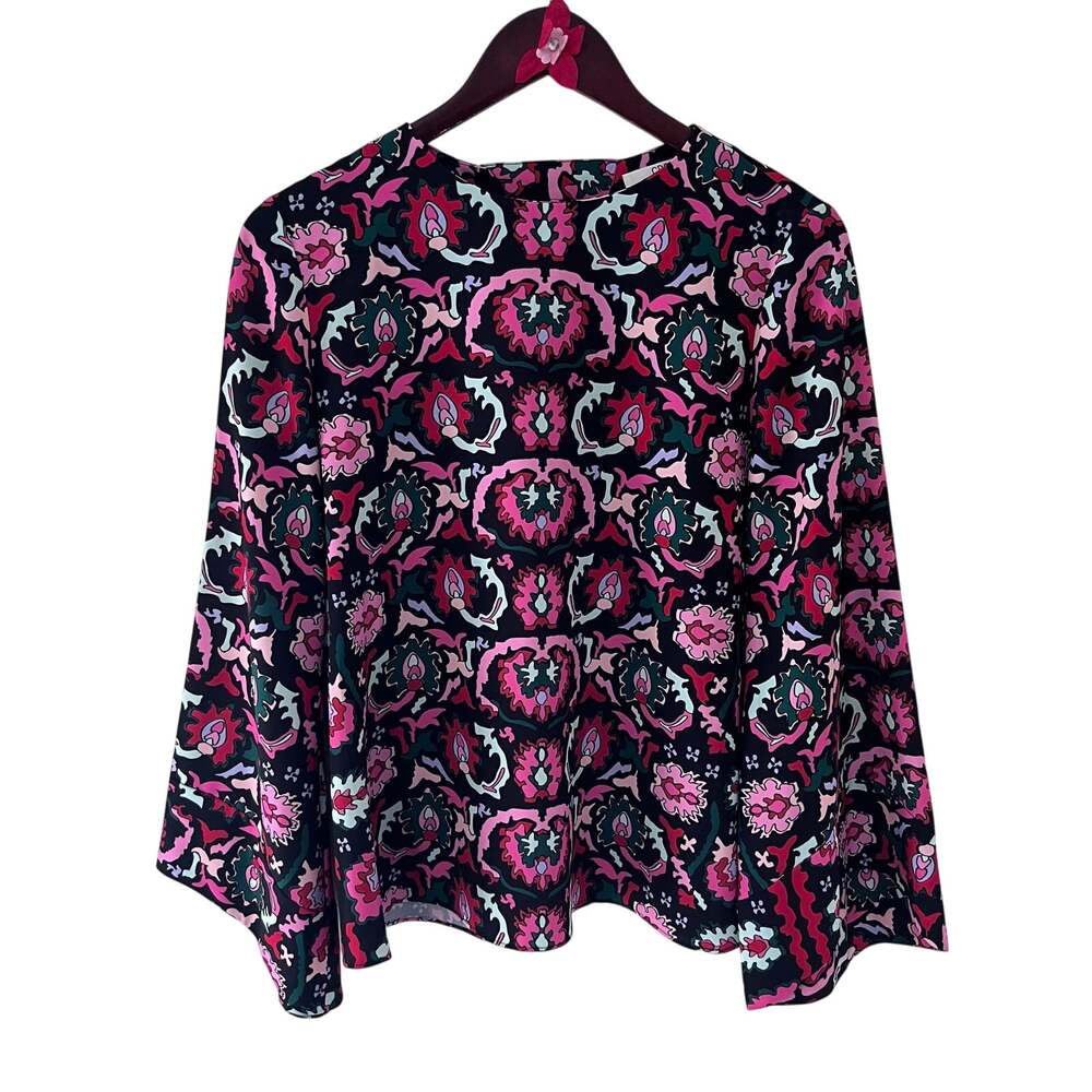 Crosby by Mollie Burch Blouse Womens S Pink Floral Print Bell Sleeve Boho Top